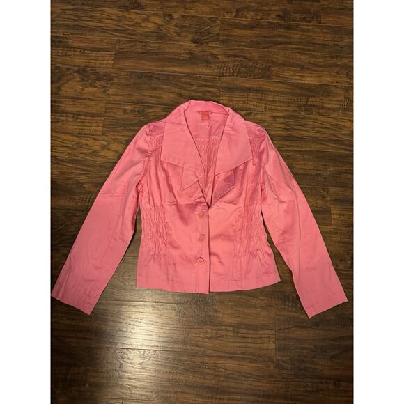 SUNNY LEIGH Pink Jacket Notched Collar, Btn Front, Shirring Detail Sz:XL - Picture 1 of 5